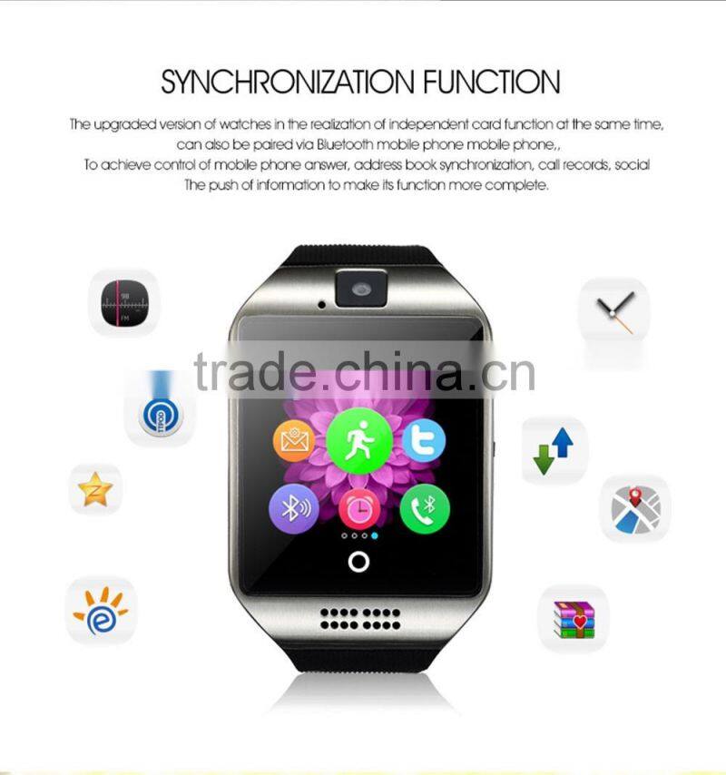 2016 Smart Watch Q18 Bluetooth Wearable Curved Screen Touch High Quality Support For Android and IOS Phone Wristwatch