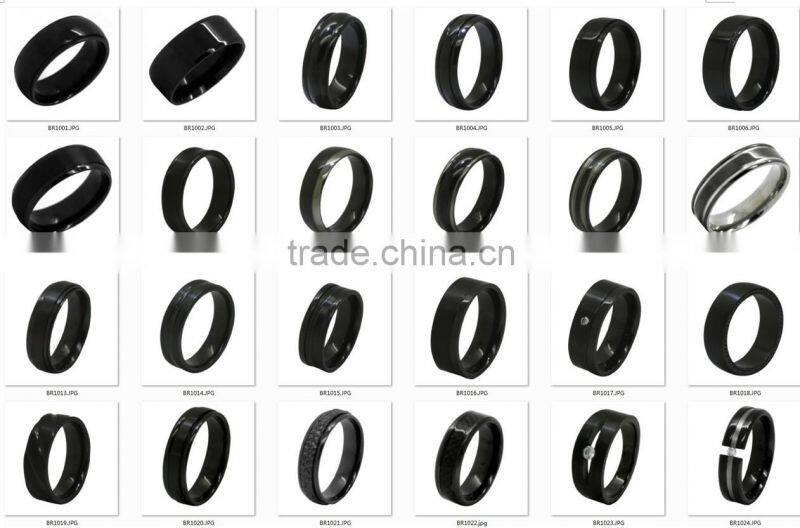 8mm Black Zirconium Ring With 5mm Grey Carbon Fiber Inlay