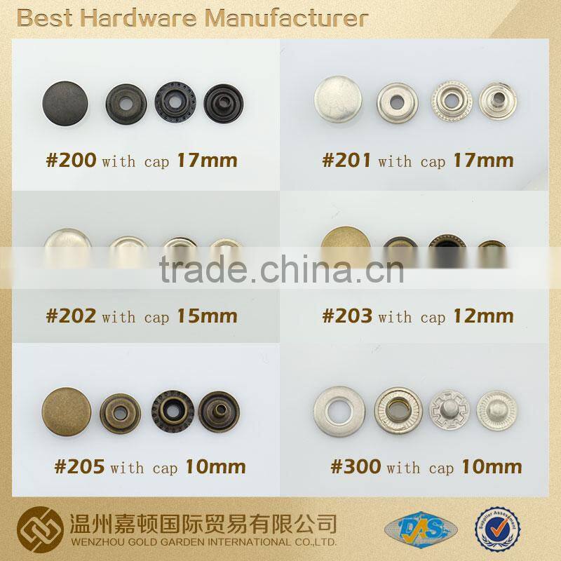 high qualiy 15mm metal snap button caps t