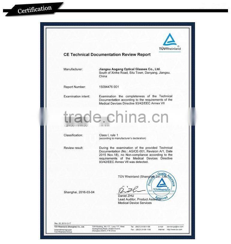 1.61 ASP UV400 AR coating anti scratch optical lens factory