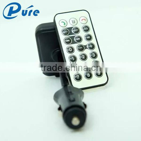 2016 Hot sale car usb mp3 music player bluetooth car kit FM transmitter with Cigarette lighter power supply