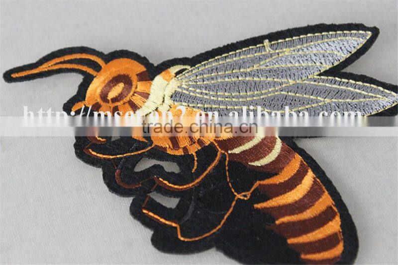 high quality beautiful bee patch 3d custom embroidery trim for clothing