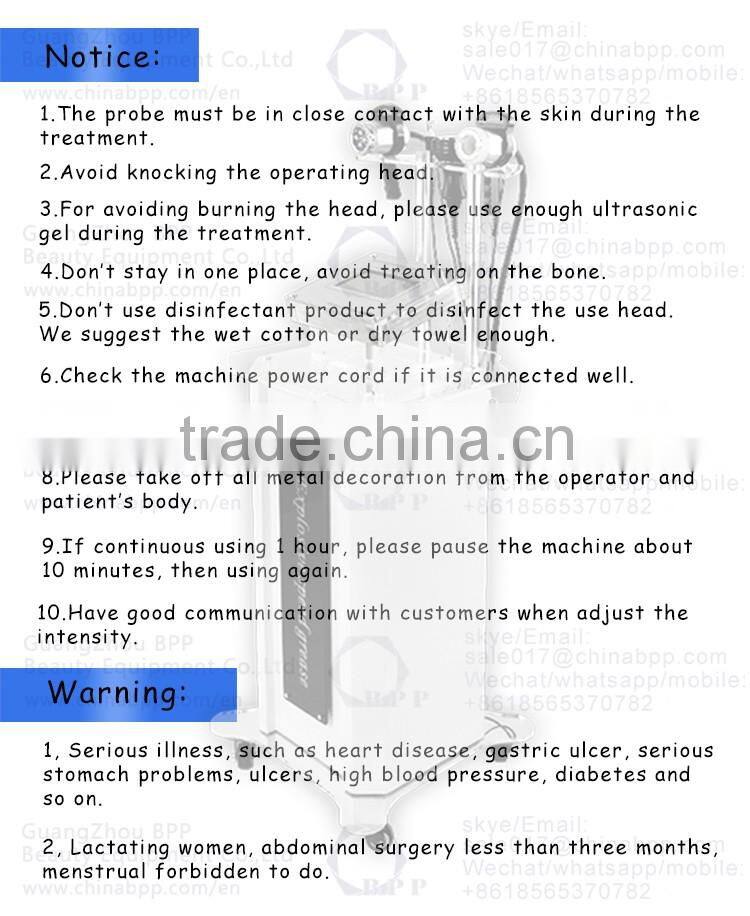 5 heads rf ultrasonic vacuum cavitation system type