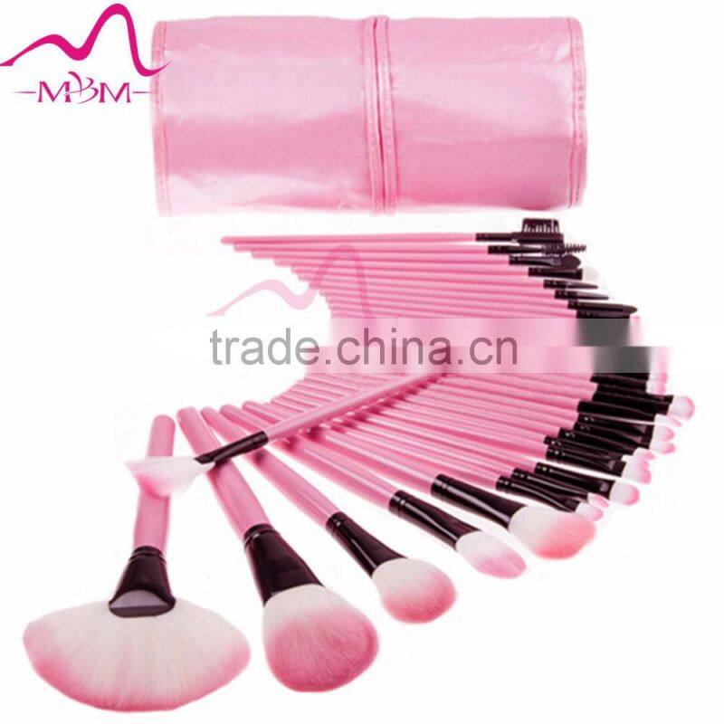 Hot selling 32PCS makeup brushes synthetic hair makeup brush set with ferrule Kit Tool + Roll Up Case