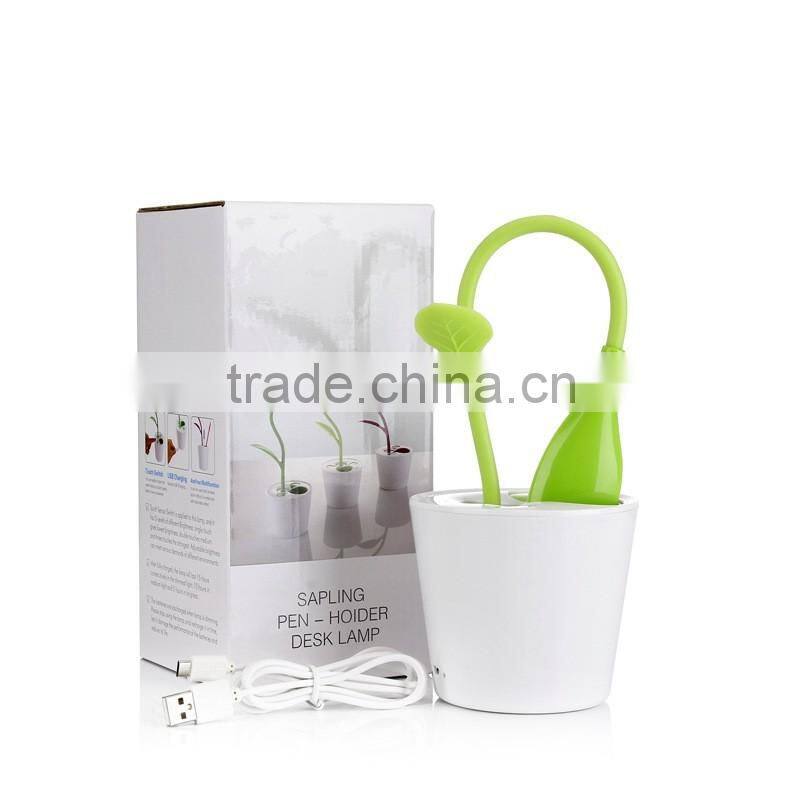 Modern Sapling Pen - holder Desk Light Lithium Battery Led Table Lamps with Touch Dimmer