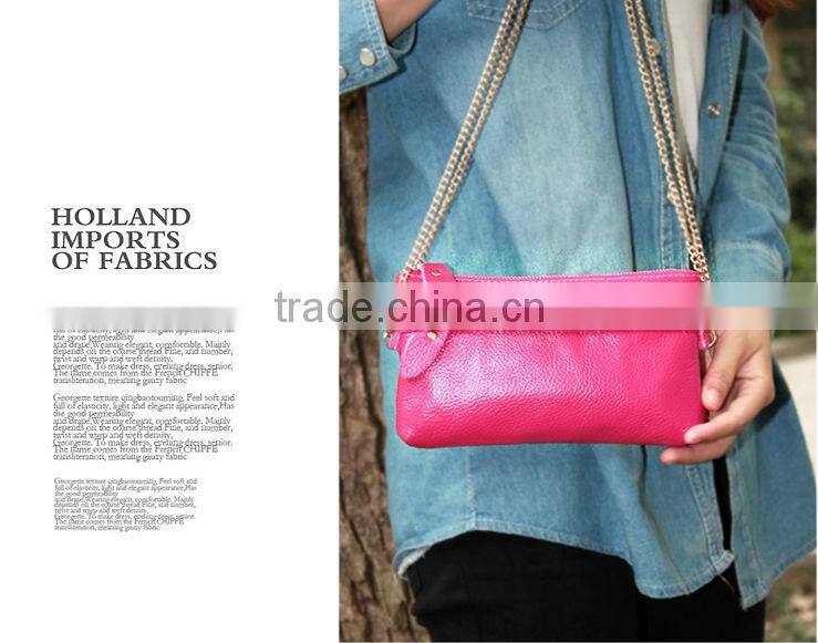 Wholesale Multifunction Women Ladies Genuine Leather Clutch Handbag Small Shoulder Bag Wallet Pouches Purse With Long Chain