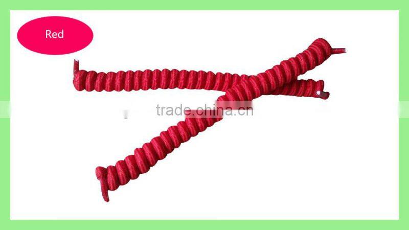 Spiral no tie red shoelace/elastic no tie curly shoelace