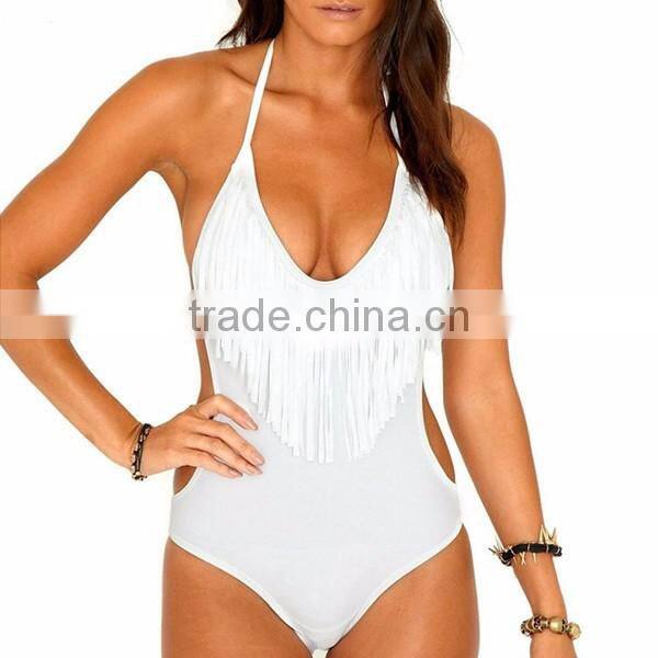summer one -piece bathing suits with romantic tassels