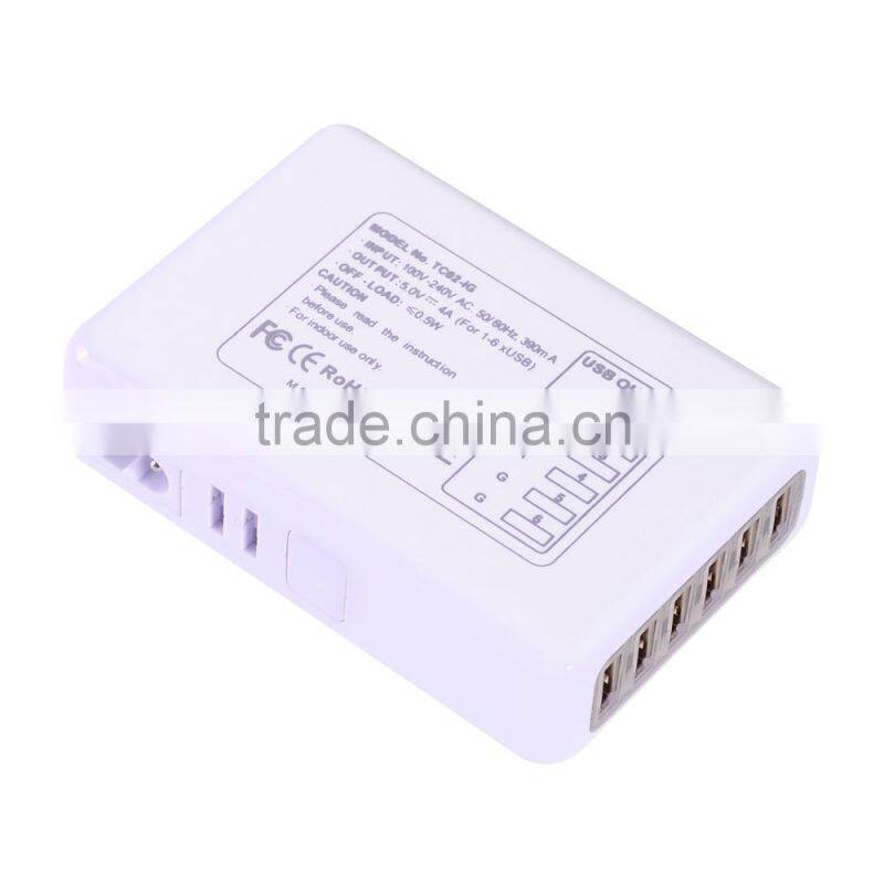 6-Port USB Home Wall Travel AC Charger US UK EU AU for iPhone-iPad Smartphones