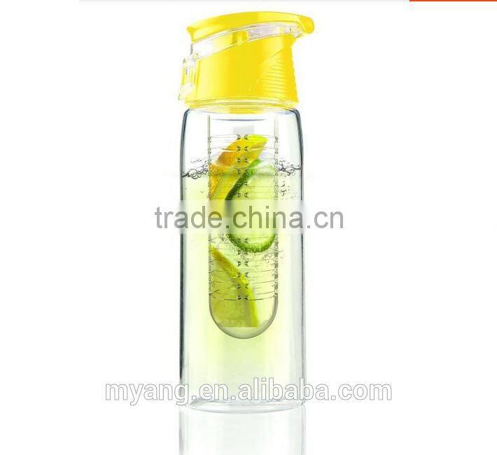 BPA free Lemon juice tritan shark bottle, Cold drink fruit infuser sports bottle, tritan fruit infuser water bottle