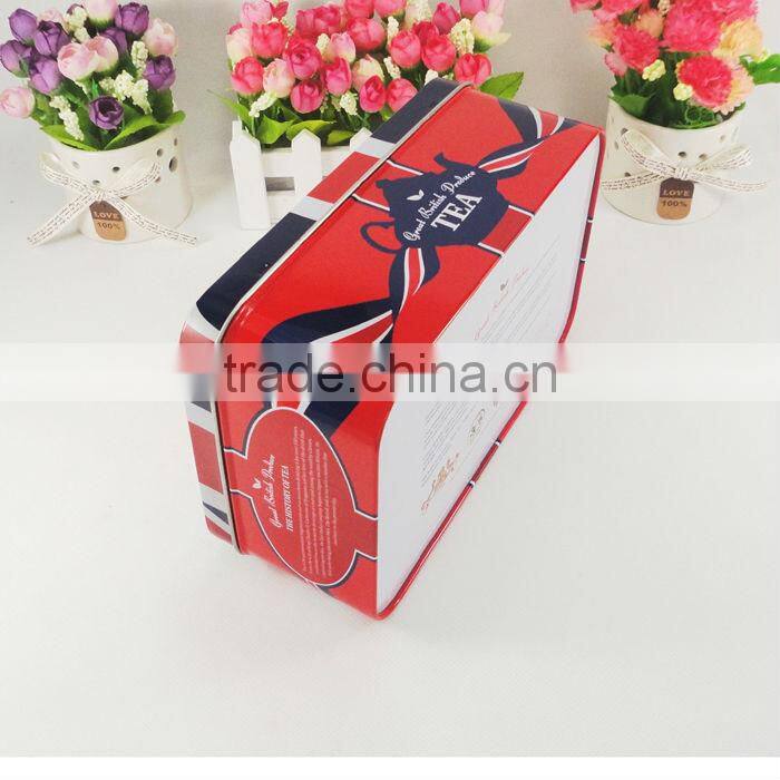 4 color print rectangle airtight metal tea tins
