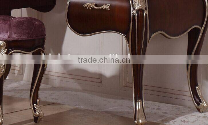 High Quality Dessing Table and Chair, Exquisite Wood Carving Dresser with Mirror, Bedroom Furniture Dressing Table (BF01-ML034)