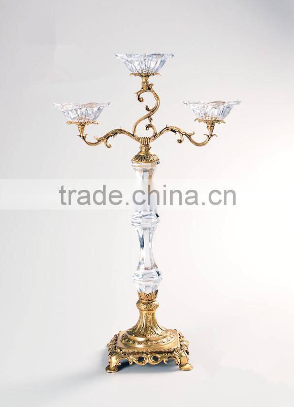 Italian Style Home Decor Item Brass with Crystal Candlestick/Candleholder (BF01-0245)