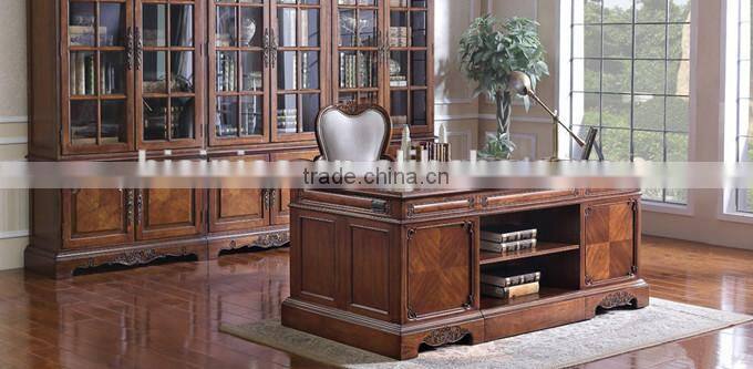 French Style Executive Office Desk With Armchair, Retro Classic Wood Carving Writing Table, Noble French Home Office Furniture