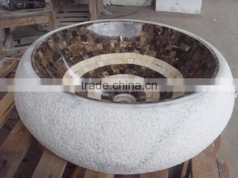 Hot sell mosaic pedestal sink marble stone,natural stone