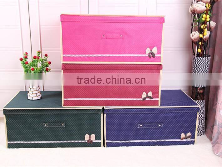 N494 Household Non Woven Box Foldable Bowknot Polka Dot Storage box