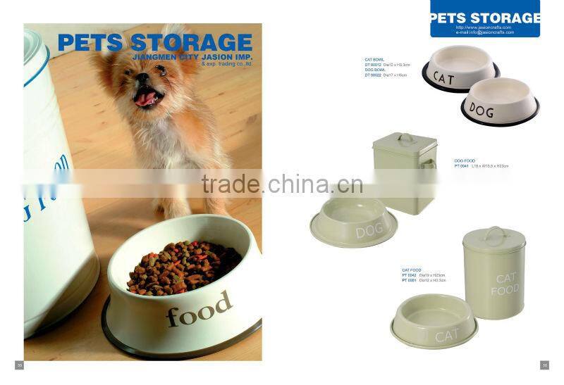 Metal White Dog Cat pet food container