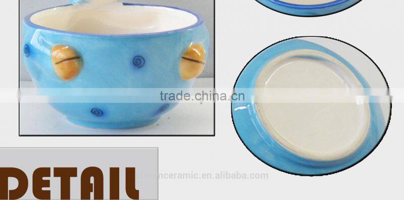 2014 lastest low price ceramic animal handle bowl