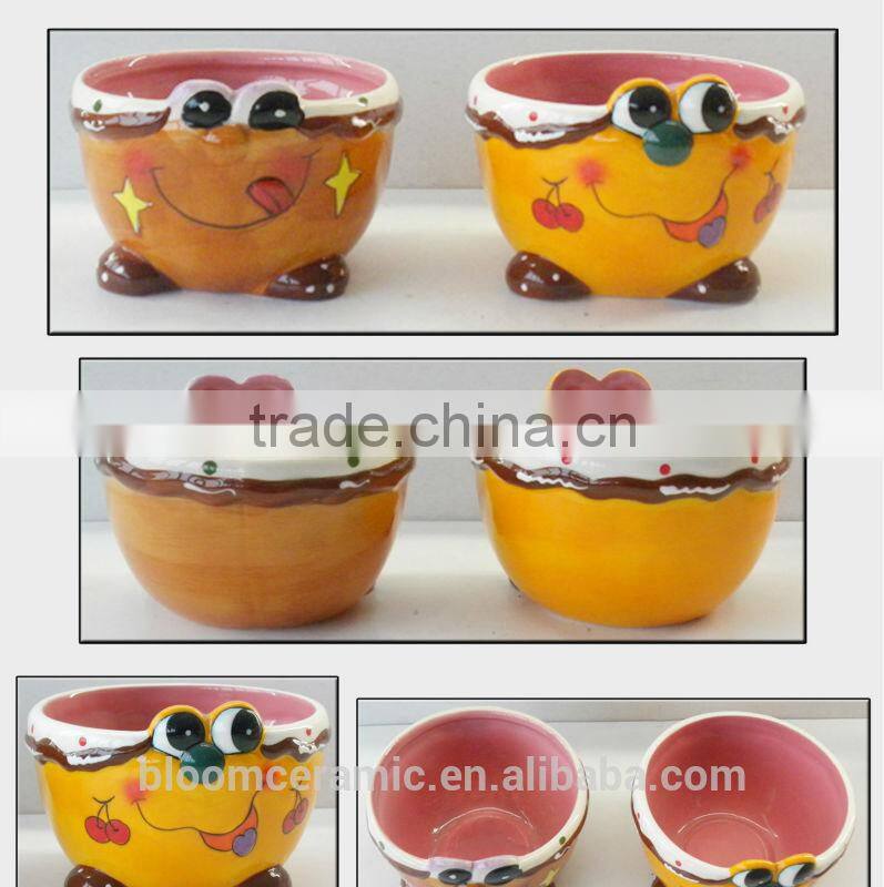 personalized bloom ceramic lovly face cereal bowl