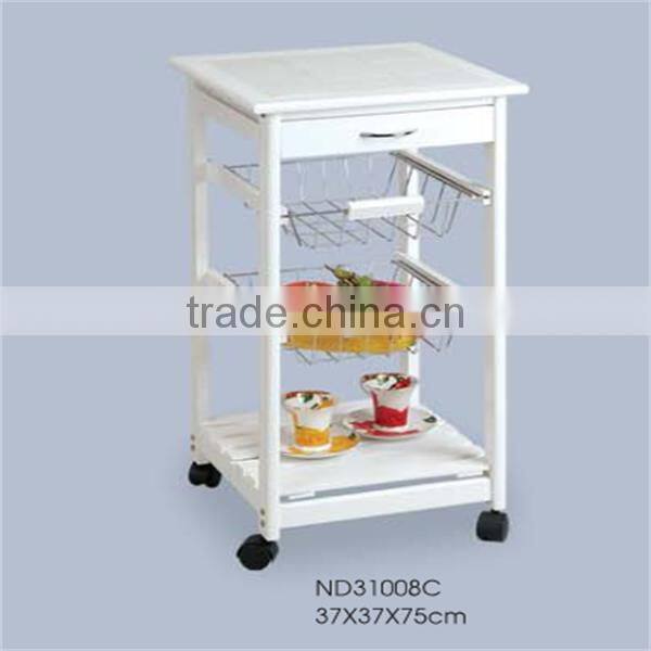 Natural bamboo kitchen trolley with whells