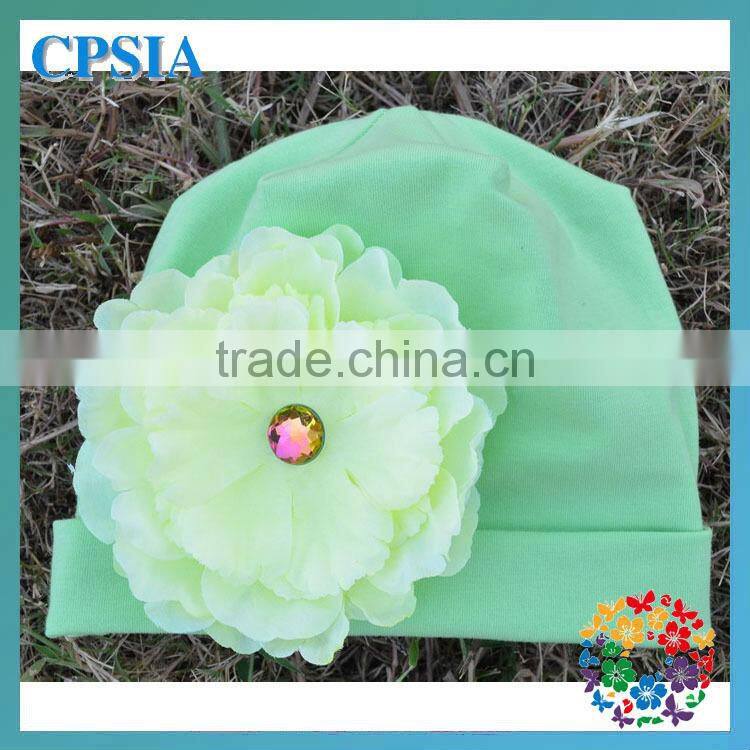 Wholesale organic cotton beanies with daisy flower for infant and toddle
