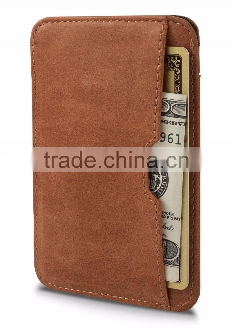 Italian Leather Ultra Thin Card Holder Slim Card Sleeve Wallet with RFID Protection