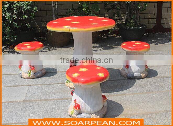 Garden/Kindergarten Furniture Set Fiberglass Mushroom Table Chairs