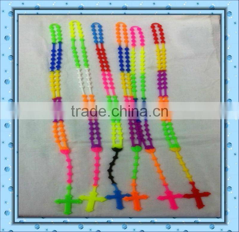 Pretty cross pendant multi-color silicone necklace