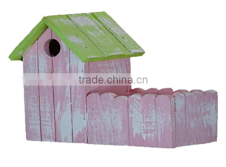 Delicate Bird Houses Wash White Garden Planter Flowers Pot