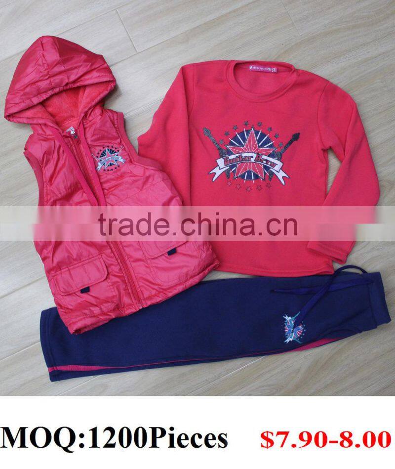 2017 Stock Lot AB yarn fashion hooded kid tracksuit