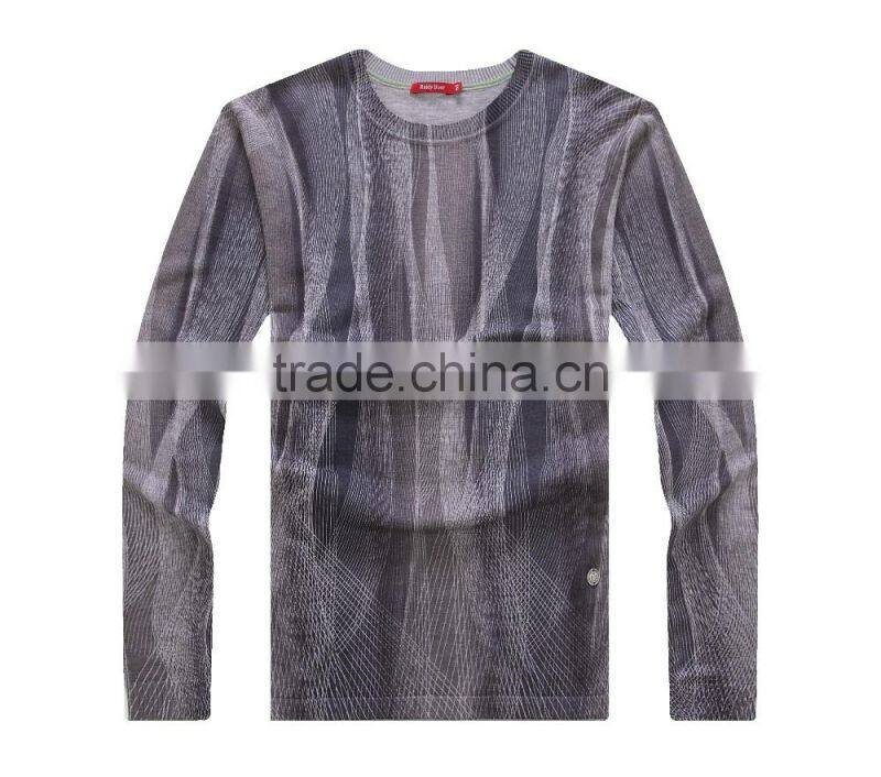 mens printing fine wool crew neck Autumn knit sweater