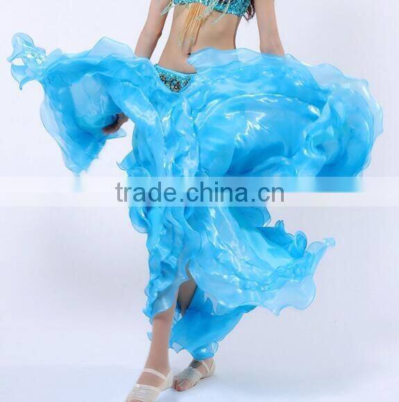 Egyptian style belly dance skirt with ruffle side slit