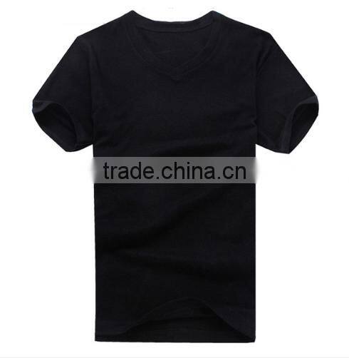 2016 New Men High-elastic Short Sleeve V Neck Tight Cotton t shirt
