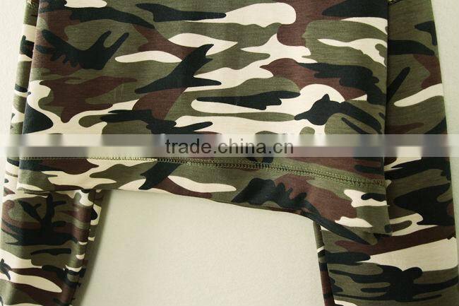 Women's custom full all over printing camo camouflage half sweatshirt crop top without hood