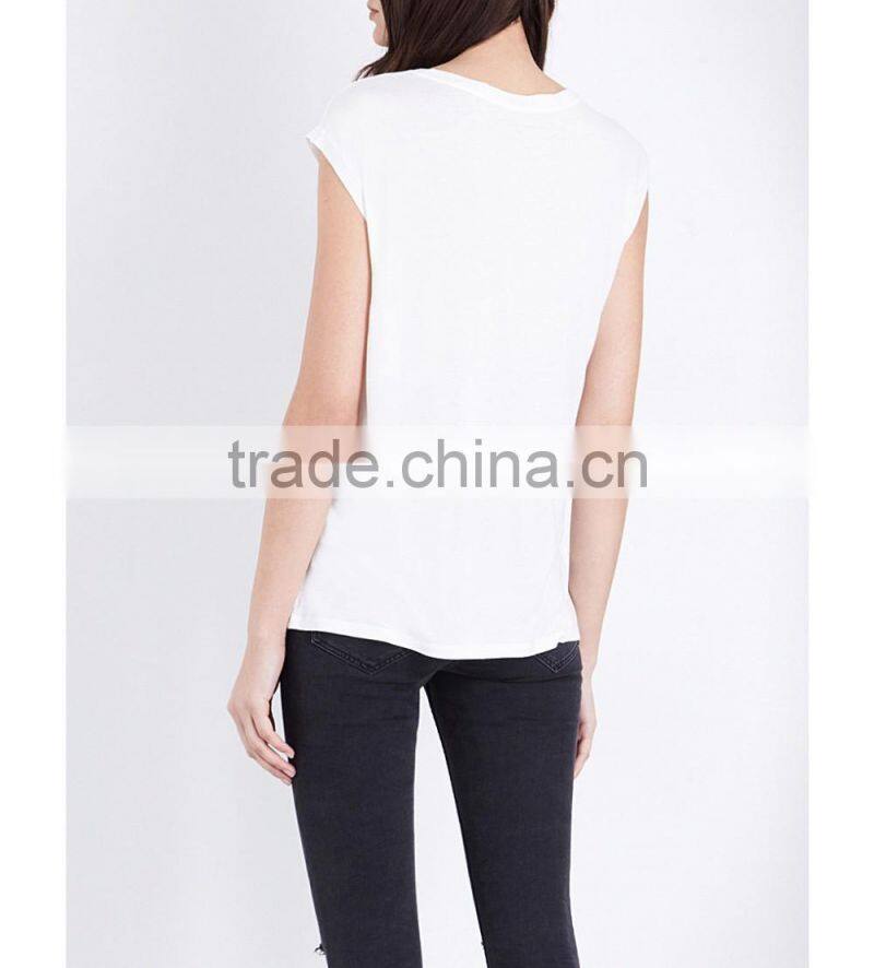 Wholesale Women Latest Round Neck Short Sleeves Front-printed Jersey T-shirt(DQE0158T)