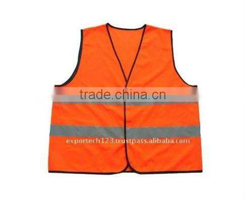 Hi Viz Quality 100% Polyester Reflective Fluorescent Orange Safety Vest