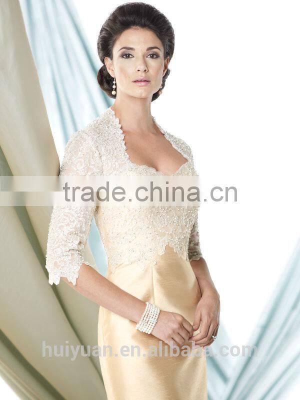 new fashion white lace see-through gold prom evening dress