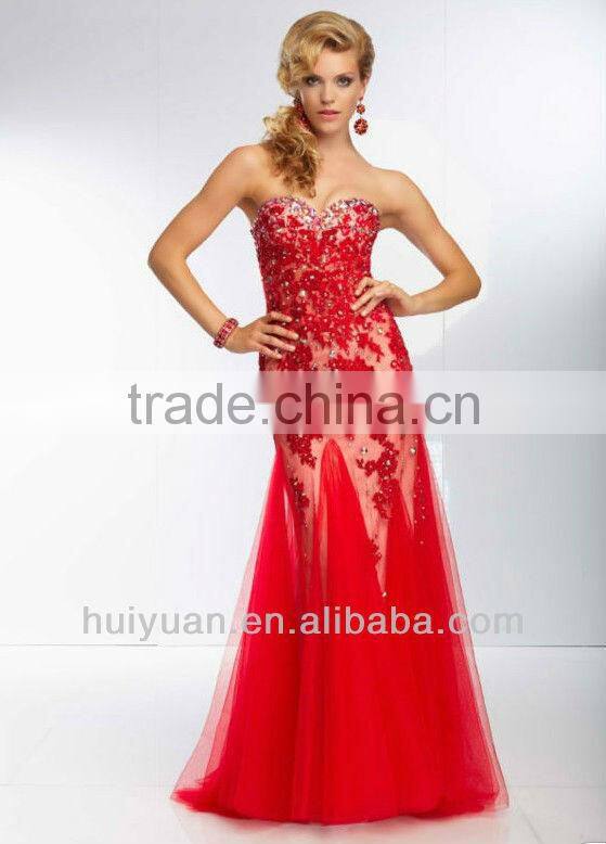A-line Sweetheart Strapless Lace Appliques dresses for women