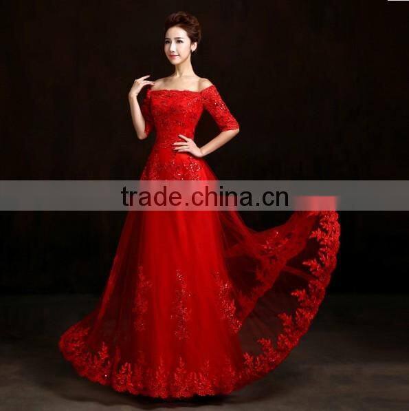 red lace long party latest fashion dress design 2015