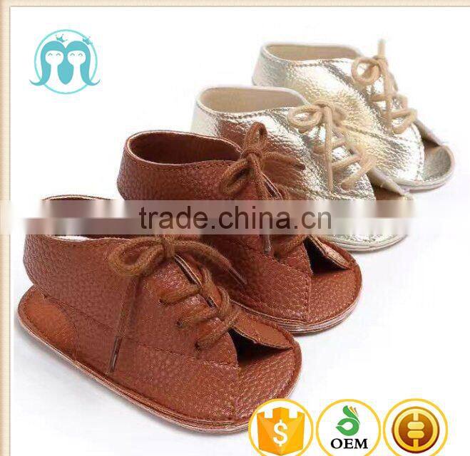 2017 Fancy designs baby sandal footwear wholesale baby shoes Light Gold casual beach baby girls shoe