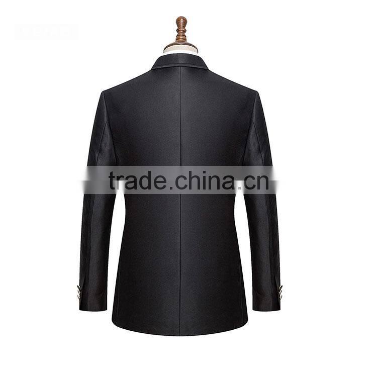 New Design Satin Trim Formal Business Black Men'S Fashion Suit Jacket