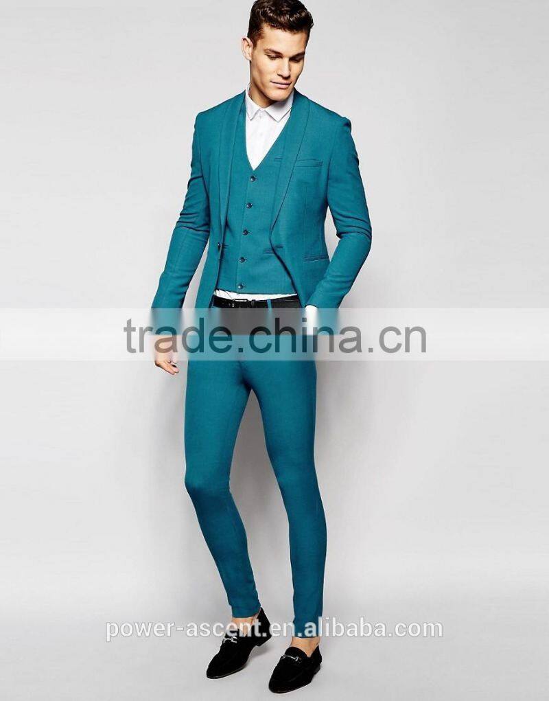 2016 men's hot sale amazing skinny turquoise suit jacket
