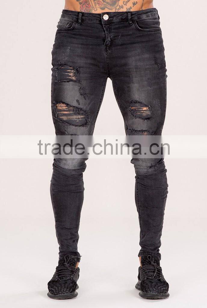 new model jeans pants ripped hip-hop tight fit stylish jeans casual wear for men
