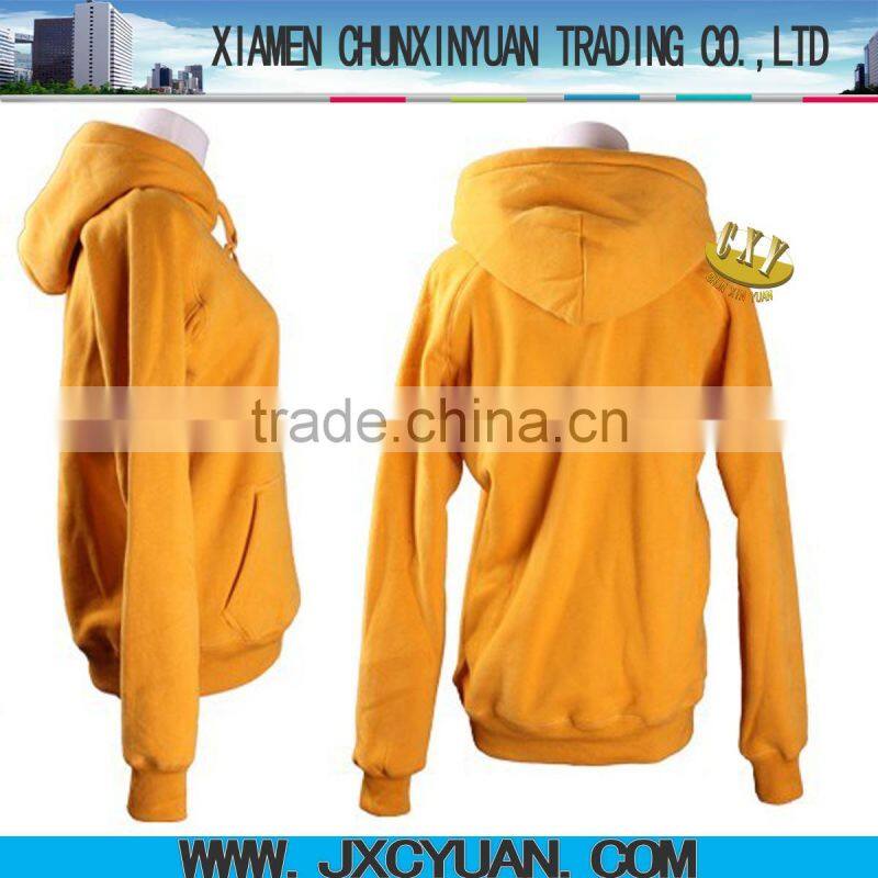 good quality yellow couple unisex plain blank pullover hooded sweatshirt for importing