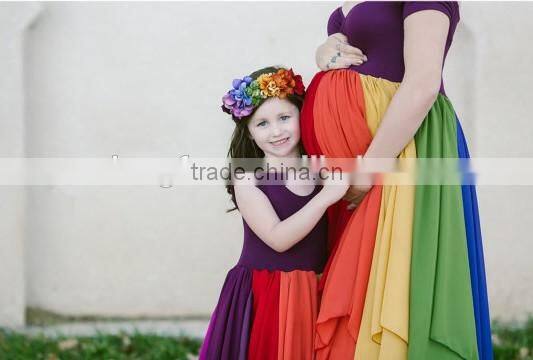 Newborn Gown Momy And Me Boho Dress Chiffon Mother Daughter Matching Dress