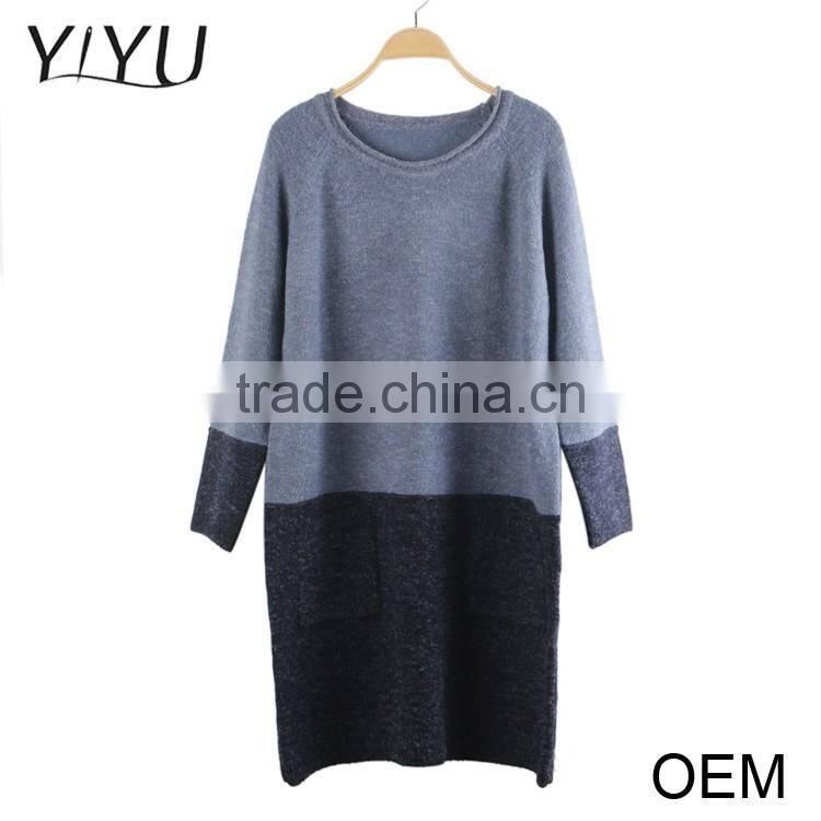 Clearance cheap women autumn splice crewneck long sleeve pullover sweater