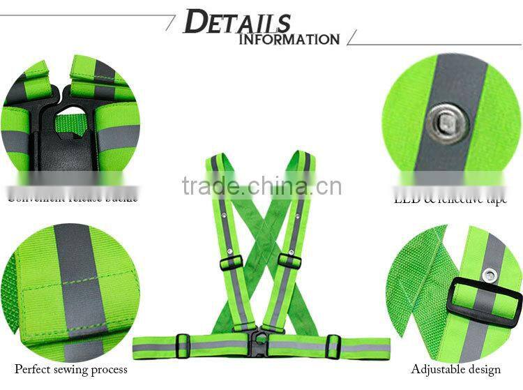 Blue LED light reflective hi visibility safety jacket for construction