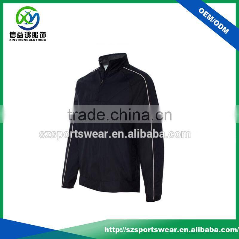 Basic design nylon / polyester full-zip jacket waterproof grey man jacket with removable hat