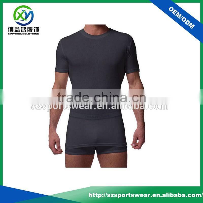 Short sleeve mens round neck bamboo spandex t shirt