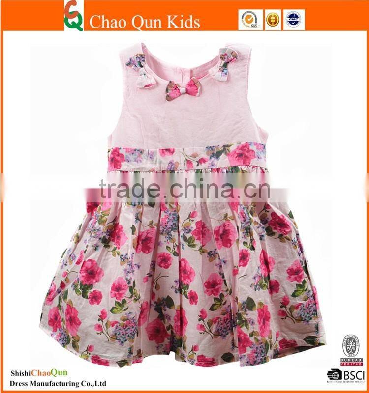 Adorable flower print baby girl's wedding dress with floor length